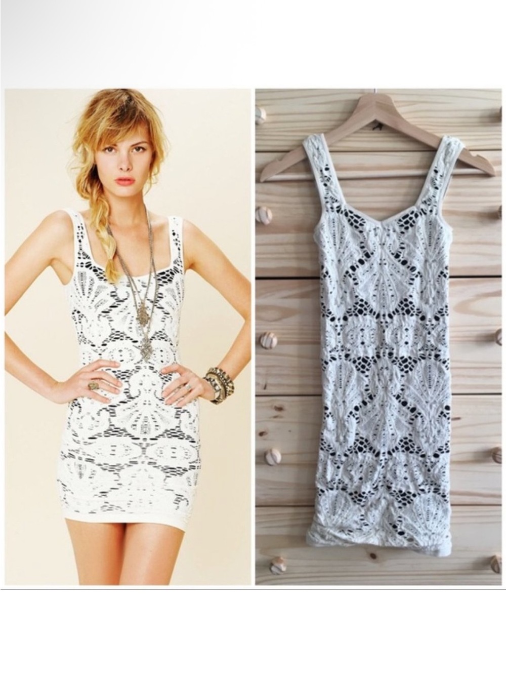 Intimately free people white medallion spandex mini dress womens xs/s